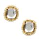 Mirror Stone Stud Earrings with Pearl Border Finish